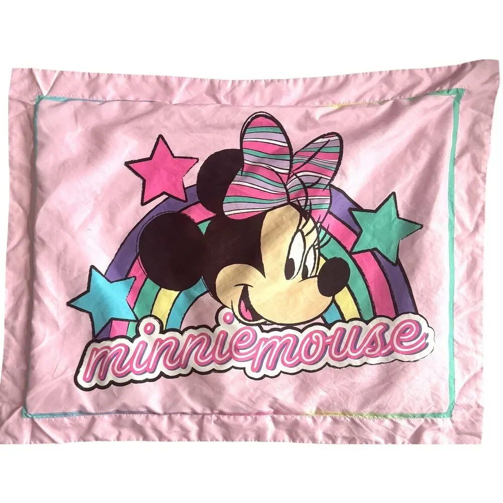 Disney Vintage Minnie Mouse Pillow Sham and Pillow Case (set of 2) Pink Purple